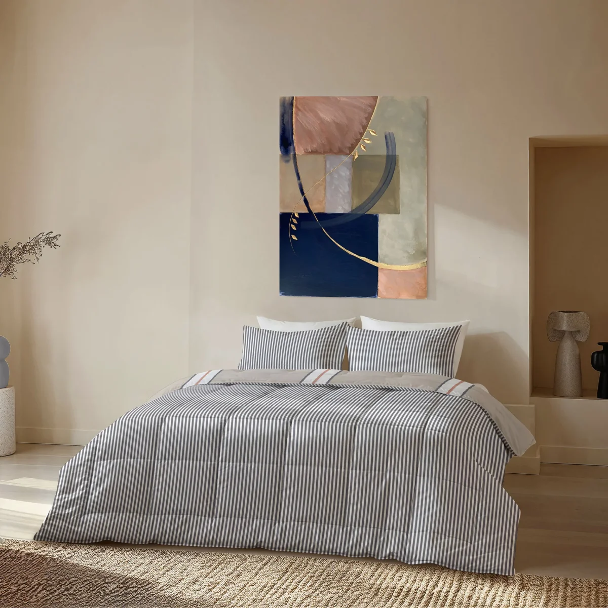 Byrklund - Dekbed Lined Up - Zand / Antraciet - Afbeelding 3