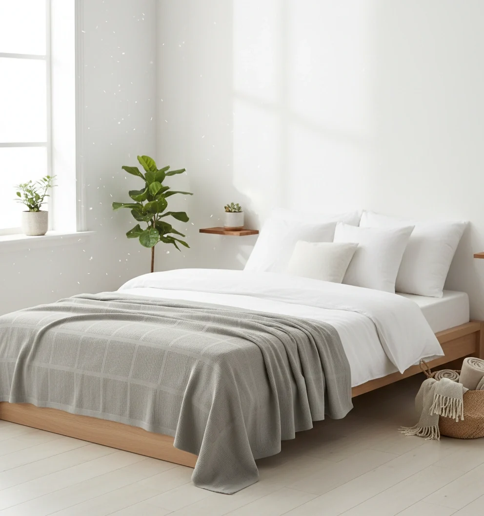 Plaid 150x200 cm - 100% Katoen - Grijs - Afbeelding 6